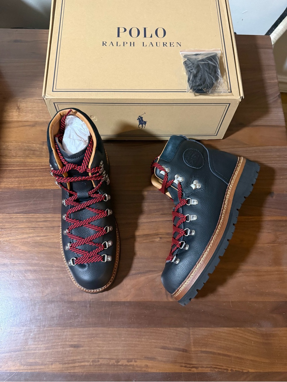 Polo Ralph Lauren Alpine Leather Trail Boot Men’s Size 11 Black Logo Boots